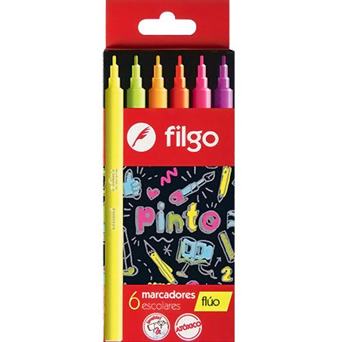 MARCADORES FILGO FLUO X 6 Colores - libreriaoasis.com