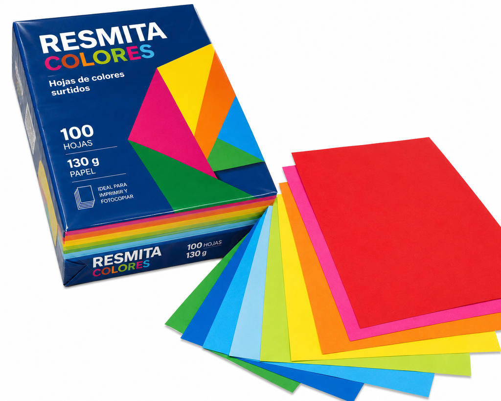 RESMITA CARTULINA COLORES SURTIDO A4 130G X 100 hojas