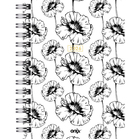 AGENDA 2026 SEMANAL 16X22 ONIX FLORES