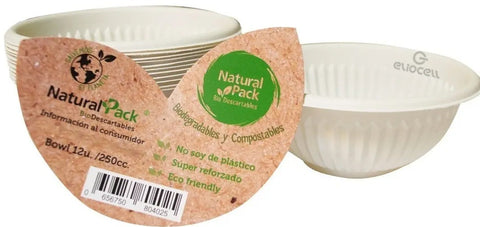 BOWL NATURAL PACK 250cc BIODEGRADABLE x 12 unidades
