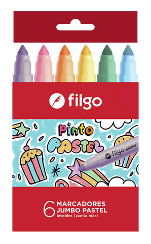 MARCADORES FILGO PASTEL PUNTA CONICA X 6 "JUMBO"