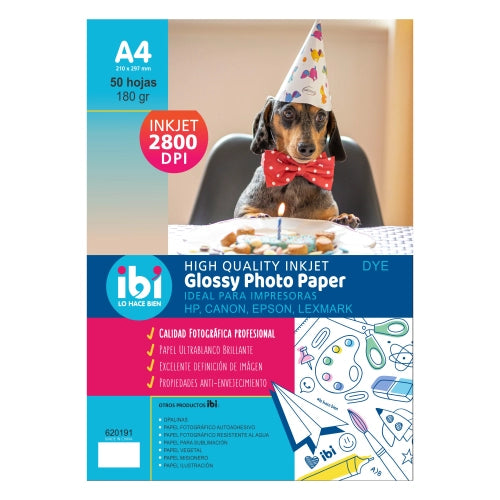 PAPEL FOTO GLOSSY PAPER 180 GR X 50 UNIDADES