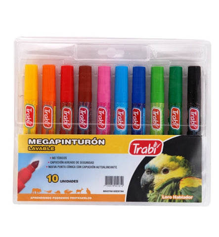 MARCADORES JUMBO TRAZO GRUESO MEGAPINTURON TRABI X 10 colores