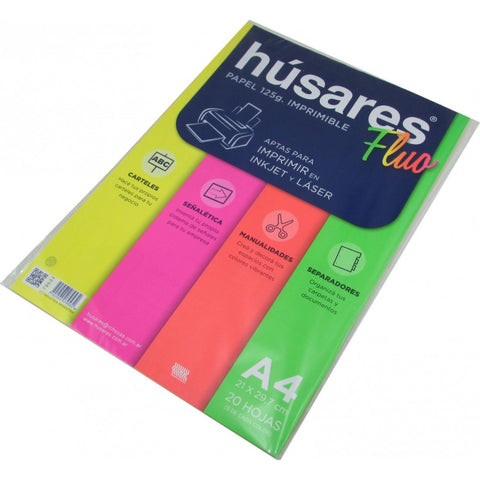  RESMA COLOR A4 125GR X 25 hojas HUSARES